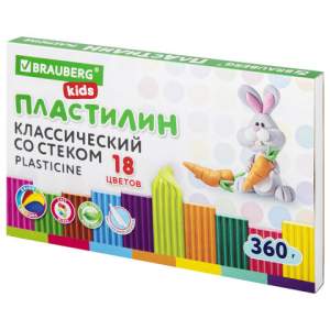 Пластилин 18цв. BRAUBERG 360г (Россия) 106...
